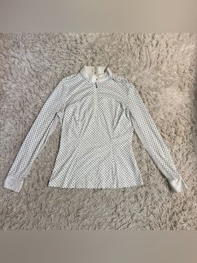 Women’s Large Polka Dot Emcee Equestrian Long Sleeve Horseback Riding Show Shirt